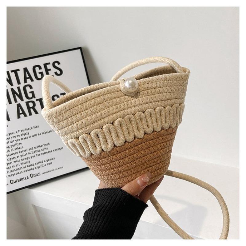 New Casual Cotton Woven Women Handbag Small Weaving Shelll Summer Beach Bag Shopper Tote Ladies Travel Shoulder Crossbody Bags