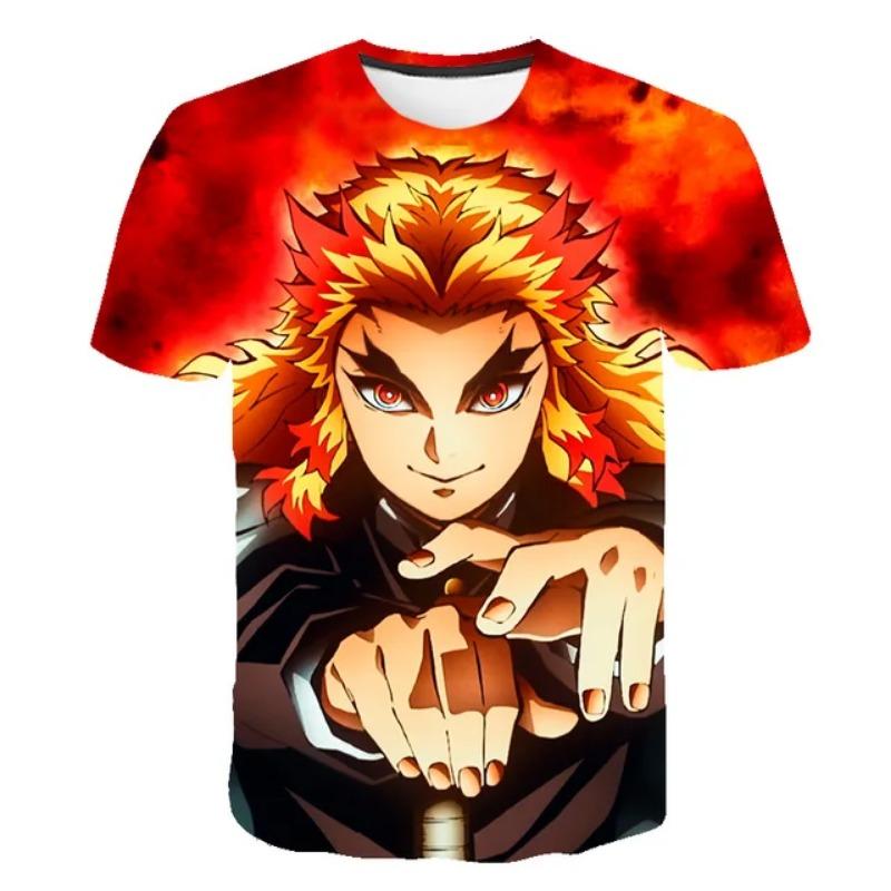 Japonské Kreslené 3D Tištěné Tričko Anime Demon Slayer Unisex Krátký Rukáv Ležérní Roztomilé Tričko Top