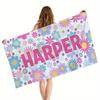 Personalisierte Blumen Strandtücher Mädelsausflug Individuelles Herz Welle Strandtuch mit Namen Sommerurlaub Ferien Pool Camp Geschenk