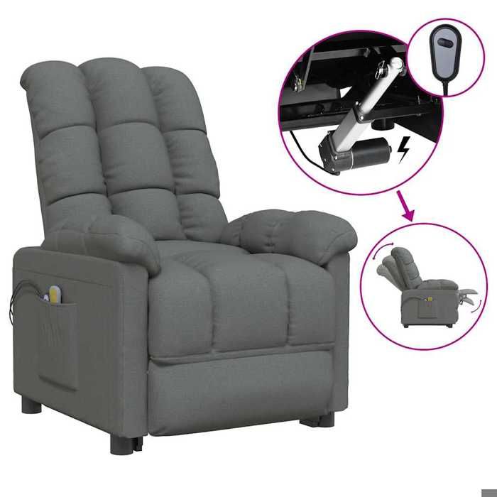 Maison Exclusive - Fauteuil électrique de massage Gris foncé Tissu