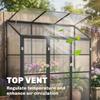 Polycarbonate Greenhouse with 3 Hinged Doors, Top Vent, Lean-to Green House, Walk-in Greenhouse, 6 X 1.5ft, Black