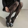Women Sexy Brown Hollow Out Mesh Thigh High Socks Lolita Long Socks New Floral Pattern Coffee Fishnet Stockings with Suspender