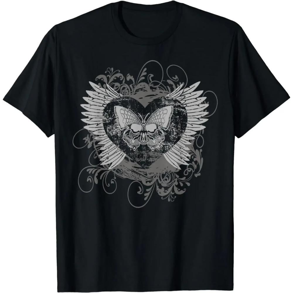 Aesthetic Y2k Fairy Wings Heart Alt Butterfly Grunge T-Shirt  Graphic T Shirts  Men Clothing  Camisetas
