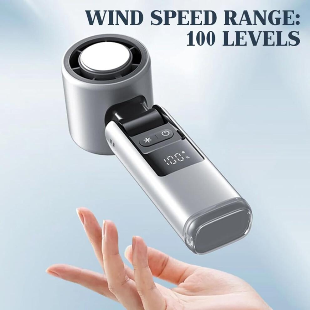 Portable USB Rechargeable Handheld Fan with Digital Display for Outdoor Travel Camping Home White
