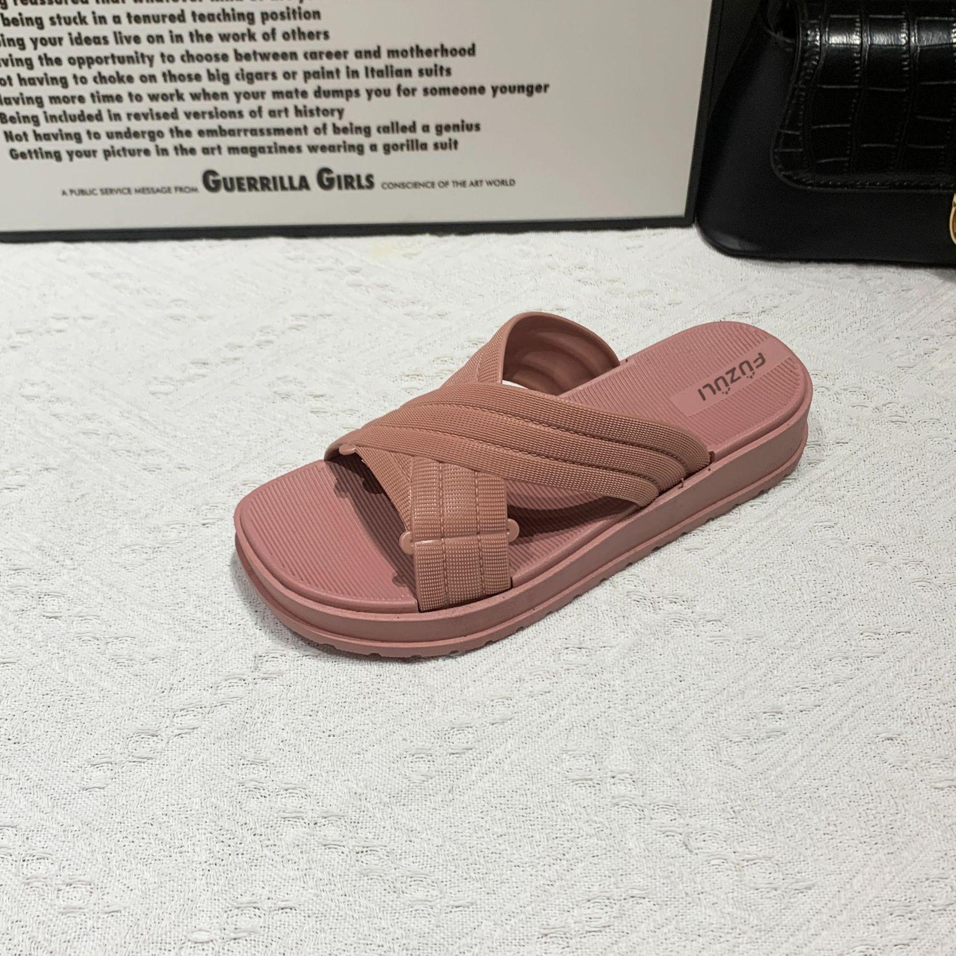 

Модні шльопанці на товстій підошві жіночі нові літні повсякденні домашні кімнатні шльопанці з круглим носком і відкритим носком 40 рожевий