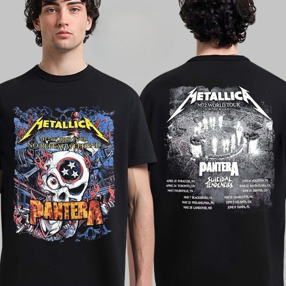 Vzácné Metallica M72 World Tour 2025 Merch Tričko Obal alba s daty turné Oboustranné Unisexové tričko