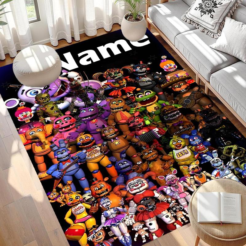 Custom Name Personalized Five Nights at Freddy's Print Carpet, Versatile Home Decor Rug, for Playroom, Apartment, Balcony, Entryway, Hallway Gift