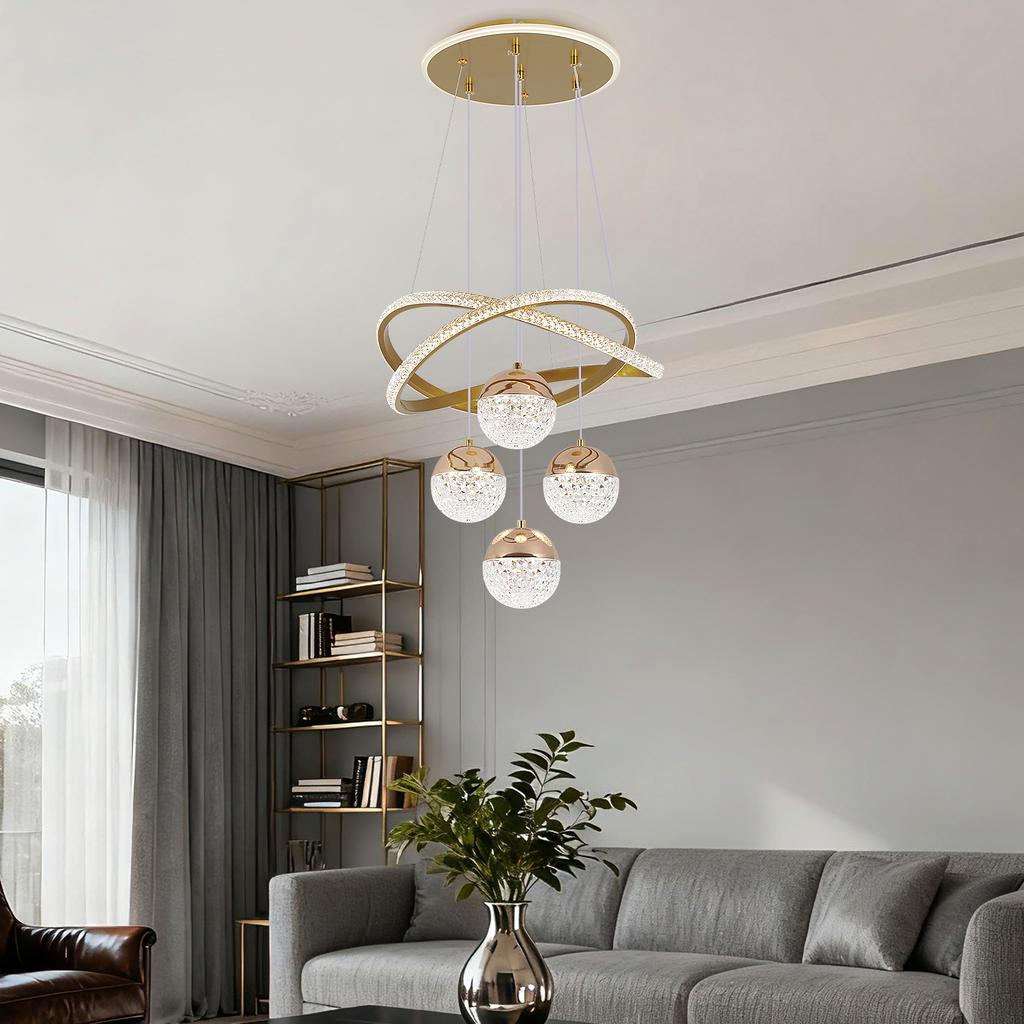 Modern Led Chandelier Lighting Three LED Colors Nordic Restaurant Lighting Living Room Chandelier Hanging Lamp Lighting Fixture
