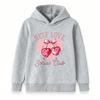 Kids Boys Girls Self Love Social Club Cherry Heart Print Pullover Hoodie Casual Long Sleeve Sweatshirt For Children