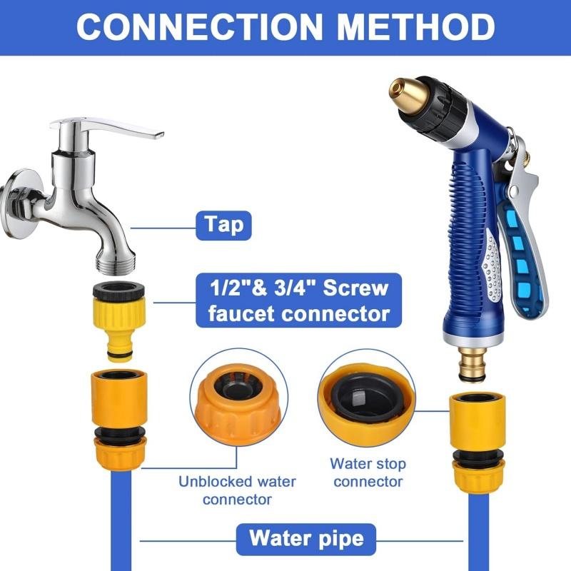 Garden Hose Spray Nozzl Heavy Duty Water Gun High Pressure Watering Attachment