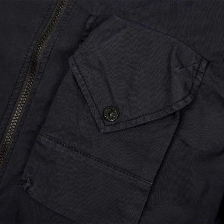 Stone Island FW23 Single Pocket Jacket Wool Blend Zip Shirt Men jackets Navy-Blue 791511010-V0020