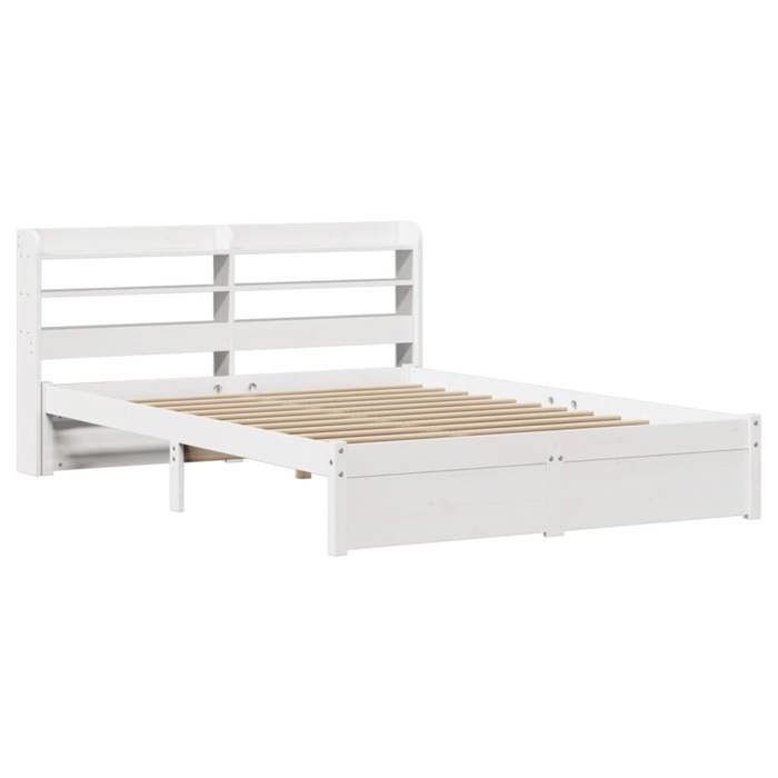 VidaXL Bed Frame with Headboard White 120x200 Cm Solid Pine Wood, Bed, Solid Wood Bed Frame, Bedroom Furniture At 3306735