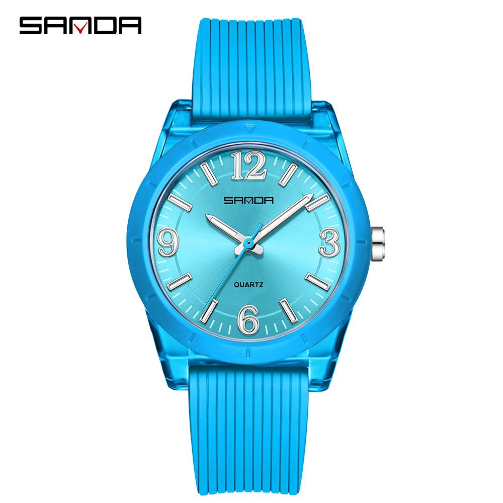 SANDA Top Brand 6277 Transparent Case Children's Quartz Watch Waterproof Night Light Leisure Student Quartz Watch
