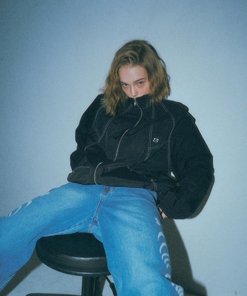 Supersub Stitch Cutout Windbreaker - Black