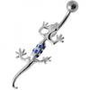 Hängender Salamander-Bauchnabelpiercing-Schmuck aus 925er Sterlingsilber – Dunkelblau