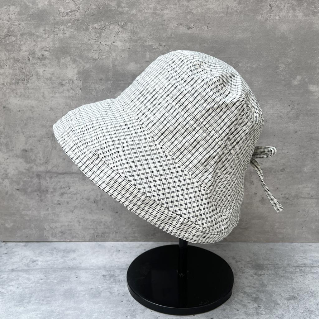 Ultra-Light And Breathable Small Plaid Crimped Bucket Hat Women'S Summer Big Brim Sunshade Sunscreen Hat Shows The Tide Of Washbasin Hat