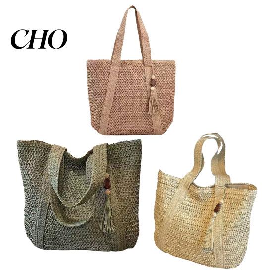Large Capacity Tote Bag Woven Shoulder Bag, Commuter Durable for Women Summer Beach Tote, Lightweight Purse Vacation Street Work Stylish Solid Color