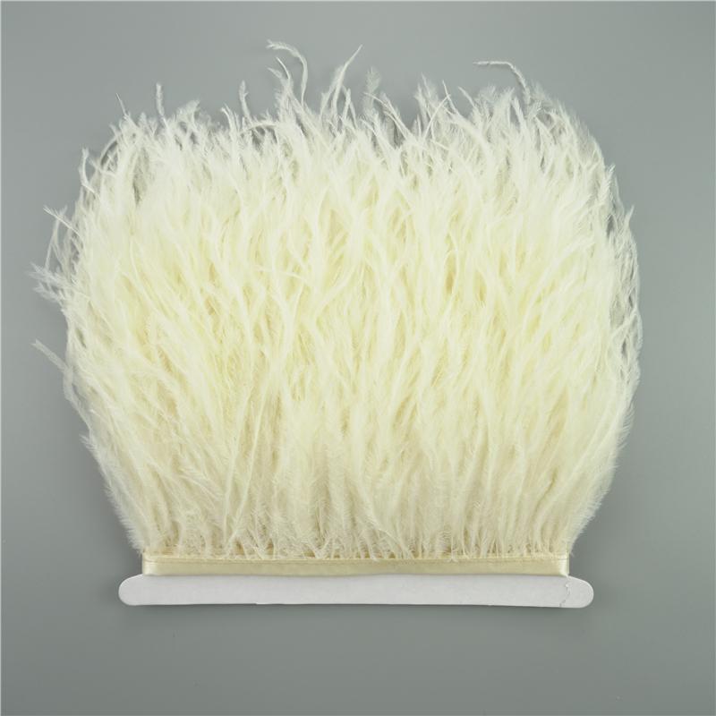 10Meters Ostrich Feathers On Ribbon On Tape 10-15Cm 4-6" Feather Trim Boa For Clothes Sewing White Fringe Dress Skirt Decor Diy