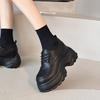 Fashion 9.5CM Genuine Leather Chunky Sneakers Autumn Thick Soled Pumps Spring Women Platform Wedge Fashion Ladies Vulcanize Shoes