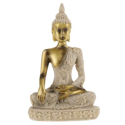 11x6.5x3.8cm Estátua de Buda Escultura Entalhada à Mão Arenito Estatueta Artesanato Decoração Doméstica