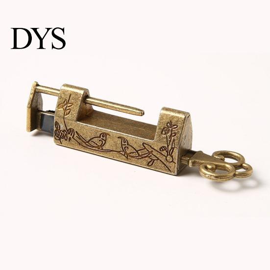 Chinese Style Drawer Padlock Bird Flower Decor Horizontal Opening Vintage Zinc Alloy Anti Rust for Cabinet Suitcase