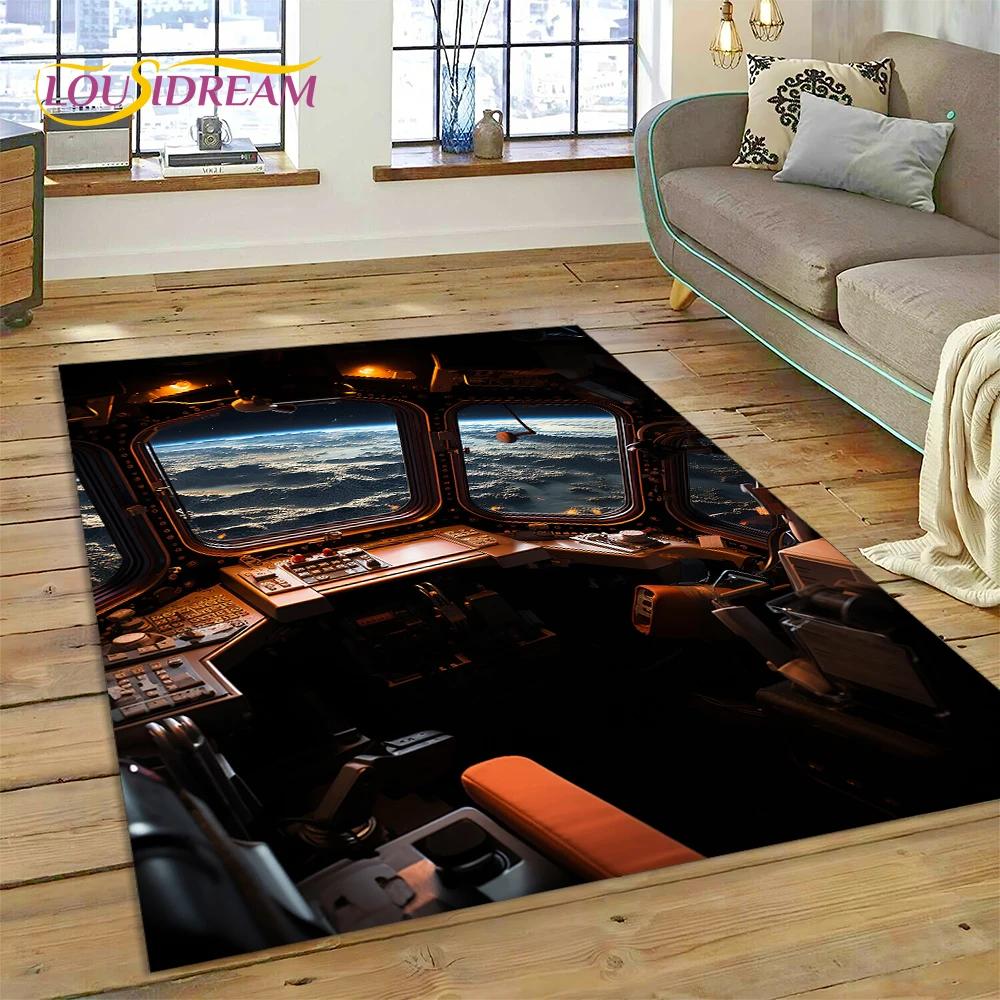 Řízení letadla Kokpit Kabina Kosmická loď Palubní deska Koberec Kobereček pro Obývací pokoj Ložnici, Protiskluzová Dekorace na Pohovku Rohožka Moto