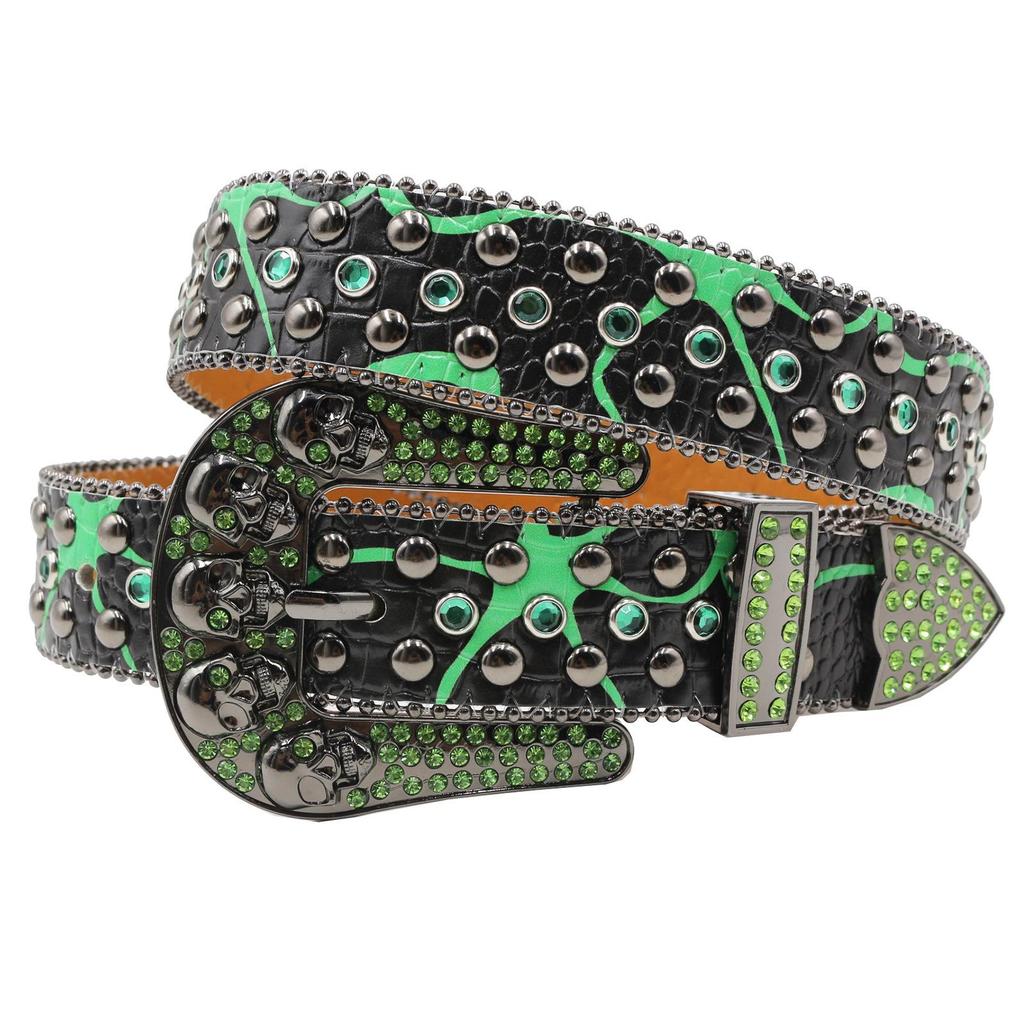 Men's Rhinestone Skull Hip Hop Punk Belt: Sparkly, Non-Mainstream Fashion
