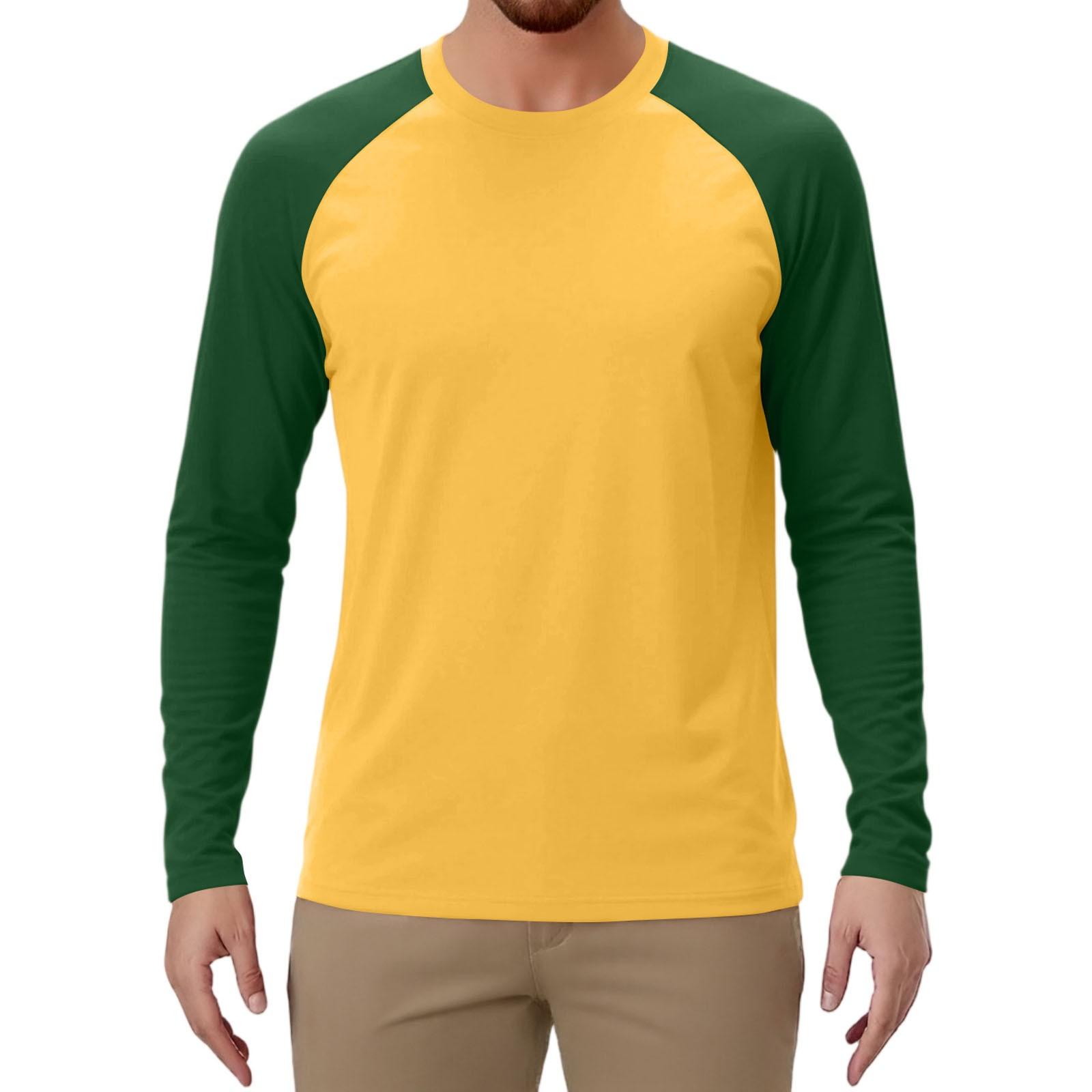 

Мужской спортивный топ с длинным рукавом реглан контрастного цвета XL жёлтый