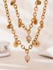 Oumeka 18k Gold-Plated Stainless Steel Jewelry Set: Versatile Pendant, Necklace, and Bracelet.