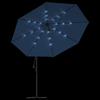 Umbrella with LED Lighting Steel Pole Azure Blue 350 cm