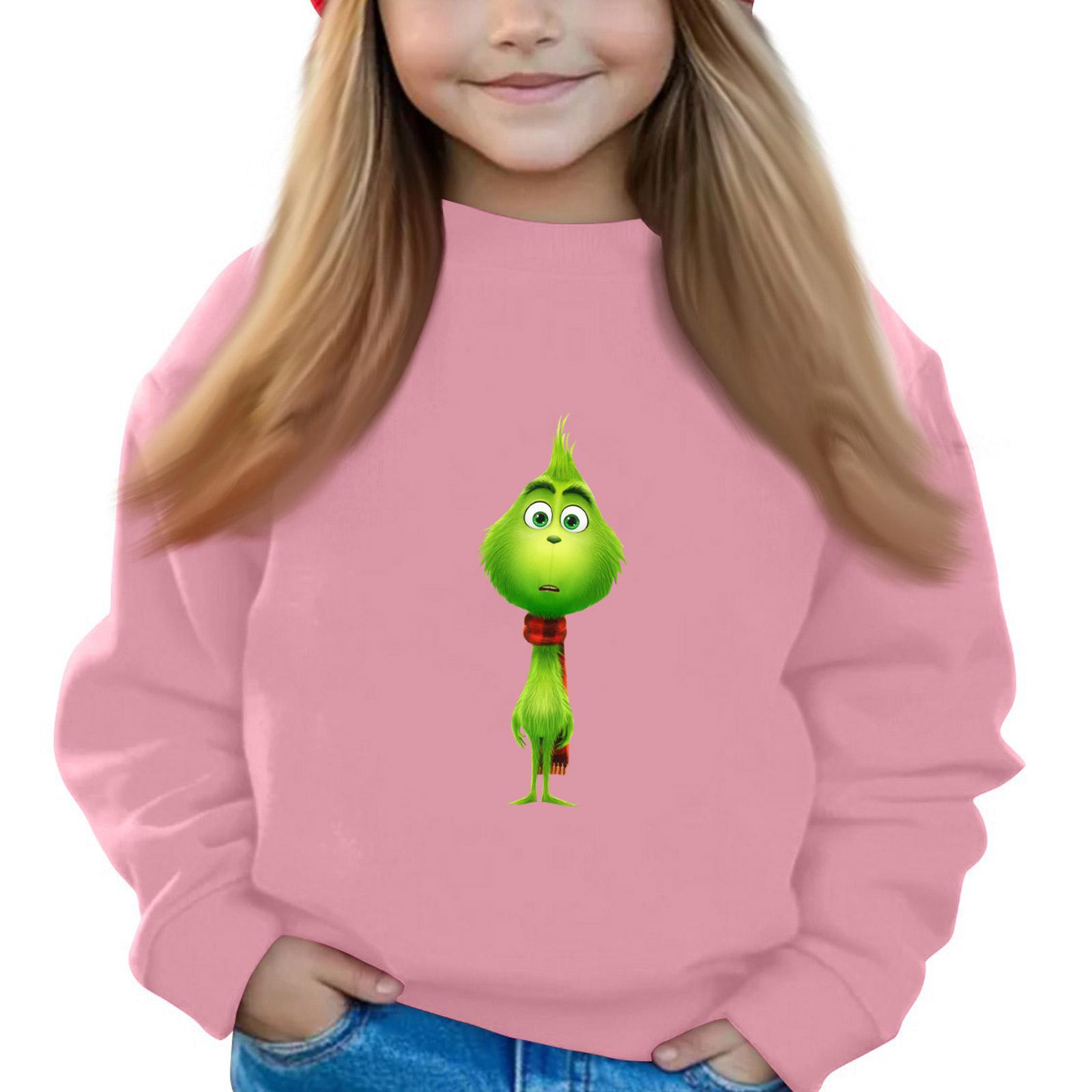 

Рождественские пуловеры с круглым вырезом для девочек, детские топы с принтом 140 розовый