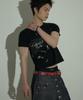 LANARCHIVE [0096] Star Feather Graphic Slim T-Shirt - Black