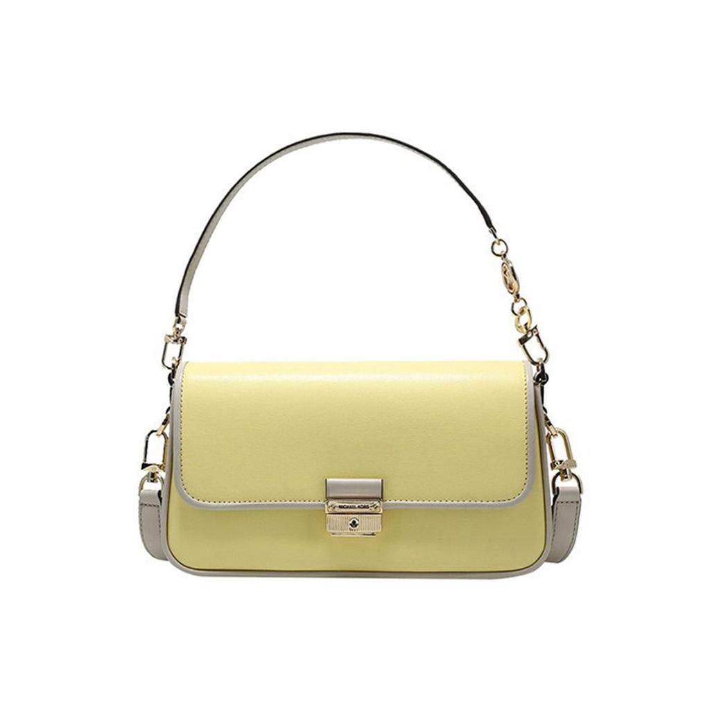 Michael Kors Bradshaw Solid Classic Commuter Fashion Flap Design Leather Shoulder Bag Women Shoulder Bag Light-Yellow 30S1G2BL1I-BTTRCUPMULTI