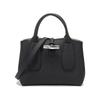 Le Roseau 22 Unifarbene Bambusschnalle Kieselstruktur Leder Große Tasche Schultertasche Kleine Damen Tasche Schwarz 10095HPN001
