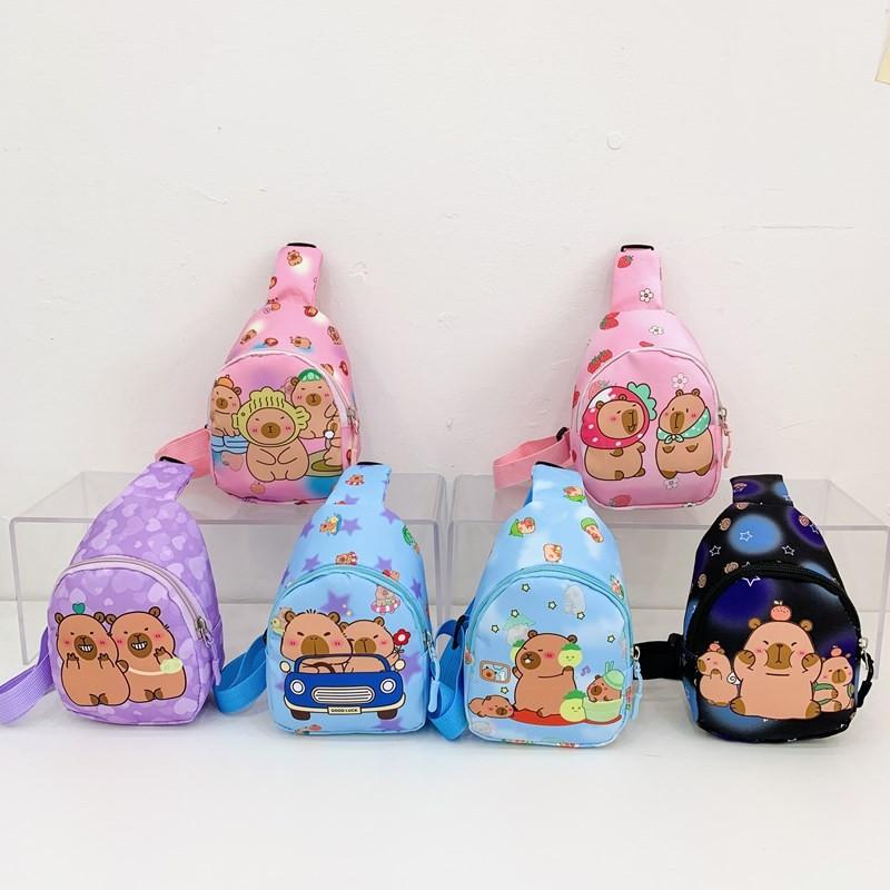 Childrens Crossbody Capybara Bag Cute Cartoon Design Lightweight Material Nylon