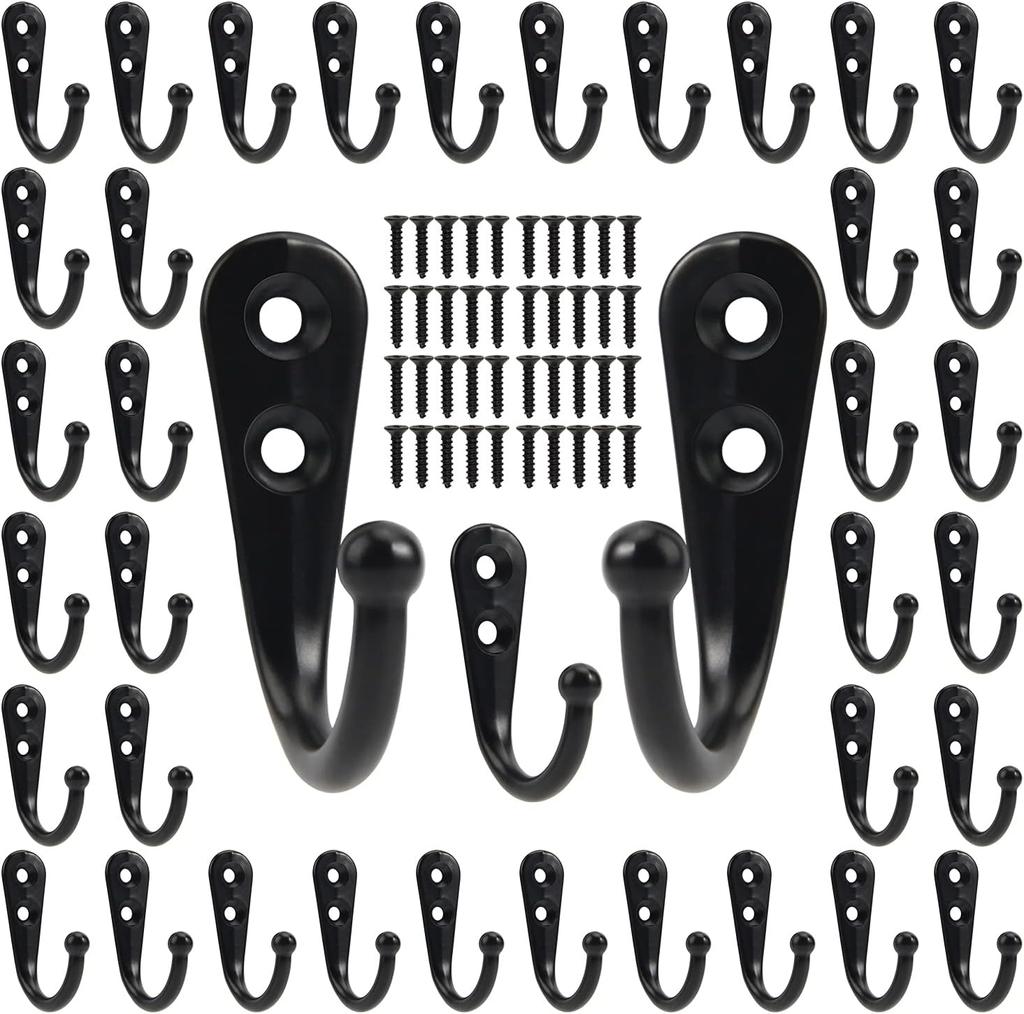 30set Alloy Hooks with Screws Wall Mounted Hanging Hangers for Coat Towel Bags Caps Hook Kitchen Bathroom Storage Rack Holders