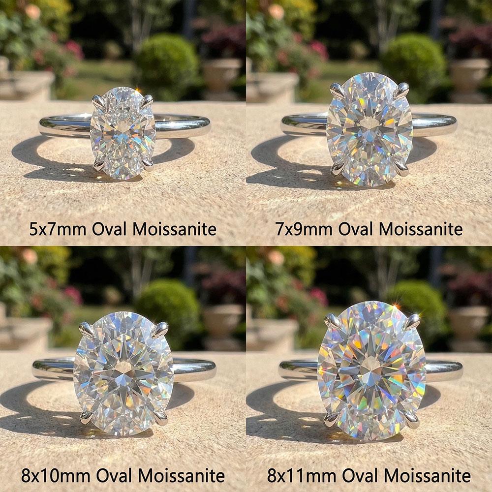 KNOBSPIN Anelli Ovali Taglio Moissanite 1-4CT per Donne Gioielli con Diamanti Certificati GRA Anello di Fidanzamento Matrimonio in Rame