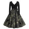 Women's Casual V-Neck Long Sleeve Halloween Print Dress