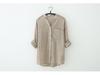 Women's Summer Seven Sleeve Loose Cotton Linen Stand Collar Blouse