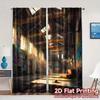 2pcs   2D FLAT PRINTING Curtains (Without Rod) Urban Decay Creative Modern Curtains Versatile Durable Polyester Curtains Thermal
