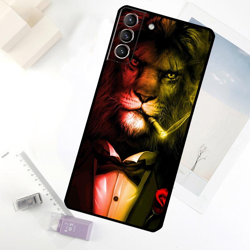 Lion Animal Phone Case For Samsung Galaxy S24 FE S23 Ultra S21 S22 S25 S26 Ultra S10 Plus S20 FE Cover