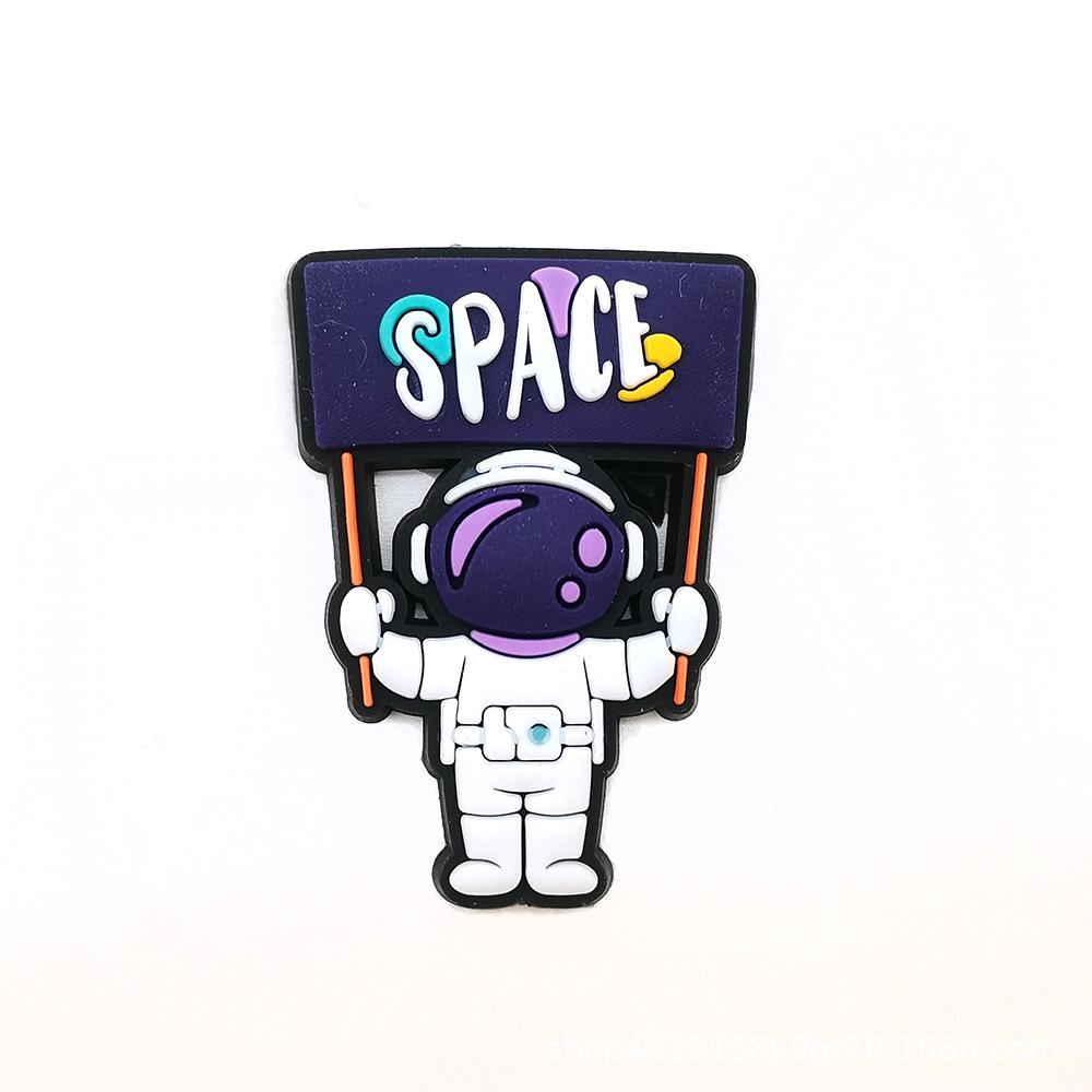 Astronaut Cartoon Croc Charms: DIY Jibbitz Shoe Accessories with Planets, Spaceships, and Rockets.