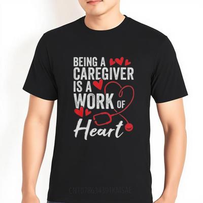 Breathable Tee Boys Summer Tshirt Cotton Being A Caregiver Is A Work Of Heart Fashionable For Him Top Tees Classic Tshirt