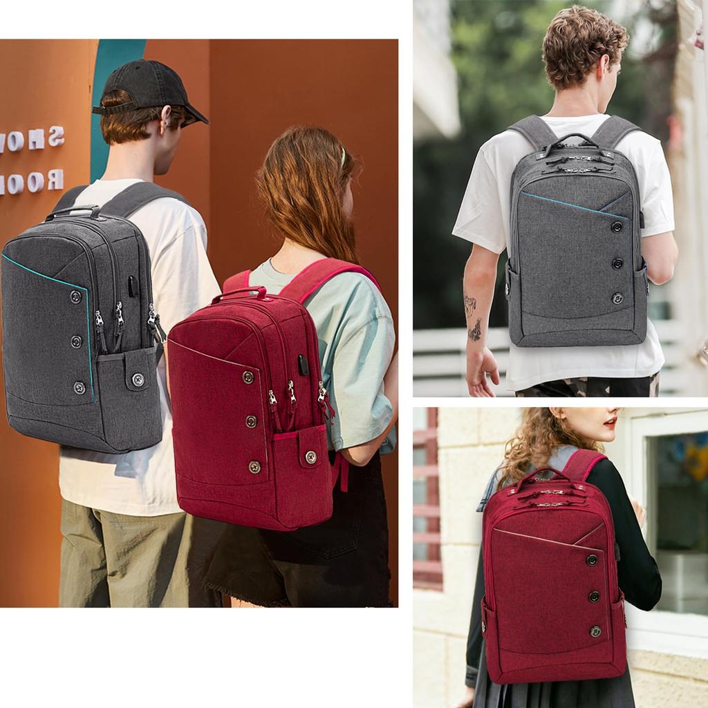 KINGSLONG Men's Backpack, Large Capacity, Multi-Layered Storage, Waterproof, Lightweight, Business Backpack for Women, Perfect for Commuting, School,