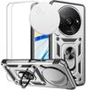 Case for Xiaomi Redmi A3 - Silver - Shockproof - PC + TPU - Camera Protector - Rotating Stand