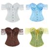 Corset Vintage Lace Trim Waist Shaper With Boning For Women Summer Fashion