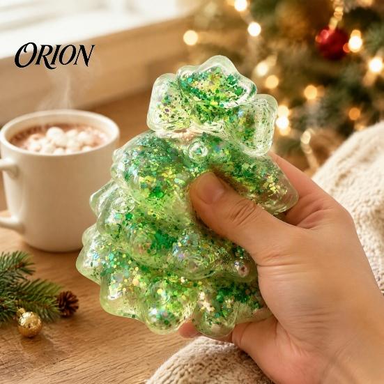 Soft Tree Squeeze Toys Christmas Stress Relief Toy, Slow Rebound Xmas Handheld Decompression Tools Clear Sensory Fidget Toy with Glitter for