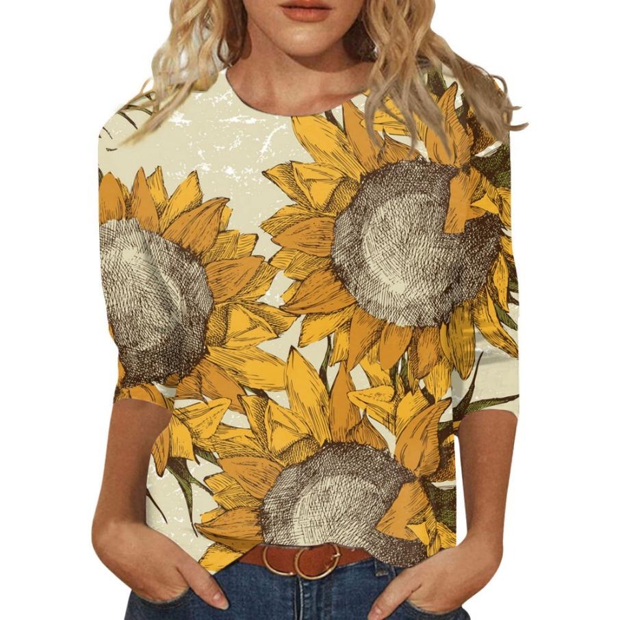 Graffiti Design 3D Digital Printing Women's Casual Fashion Round Neck Long Sleeve T-shirt