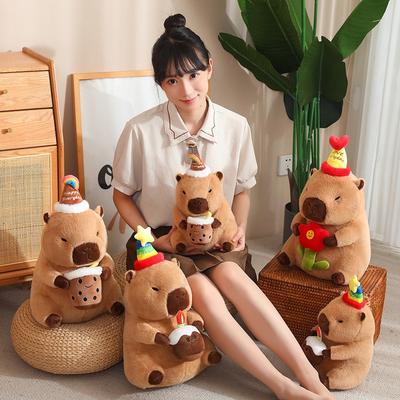 Niedlicher Hut Capybara Puppe Plüschtier Capybara Puppe Kinder beruhigen Stoffpuppe Mädchen Geburtstagsgeschenk