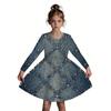 Girls' 3D Neon Triangle Dress Long Sleeve Summer Spring Vacation Daily Holiday Princess Beautiful Sweet Kids 4-12 Years Casual Dress A Line Dress